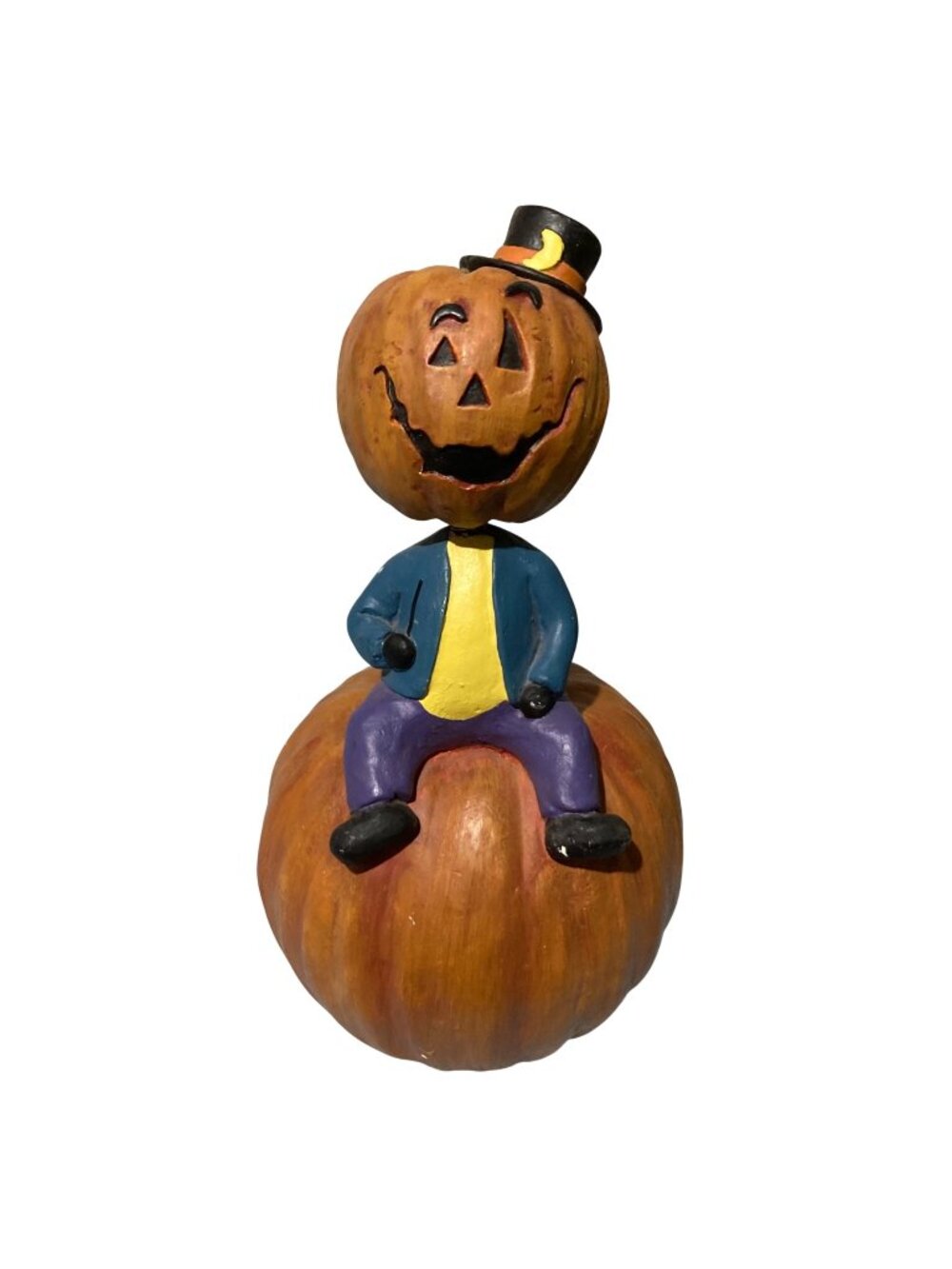 Vintage Halloween Pumpkin Jack O Lantern Bobble Head Figurine